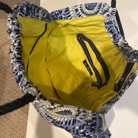 Vera Bradley tote bag multi blue with yellow and white - Picture 3 of 8